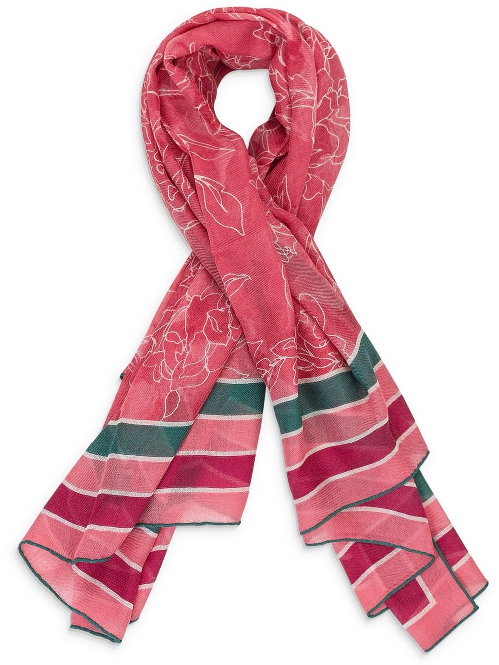 Loro Piana CASHMERE FLORAL PINK GREEN SCARF SIZE OS